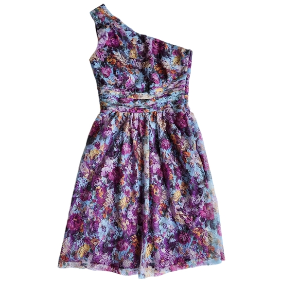 Gianni Bini Lainey Dress | Dahlia Purple Floral Lace | Size 0 # 2171M300 - Picture 2 of 11